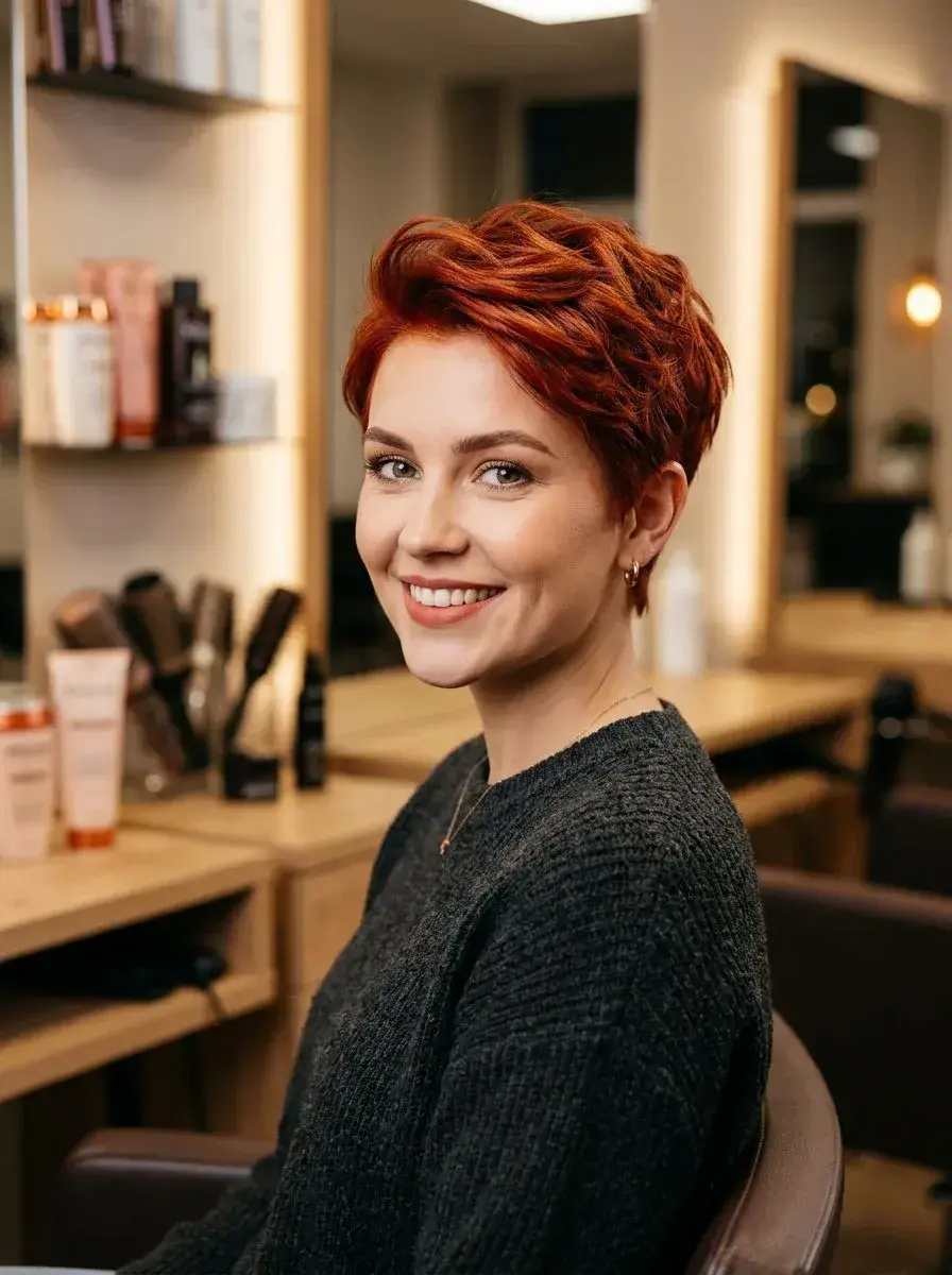 Rødbrun pixie med tekstur