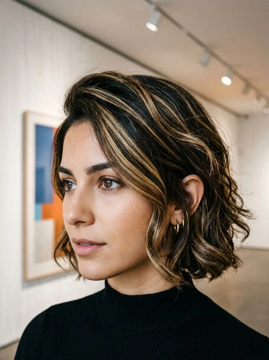 Bølgete bob med balayage
