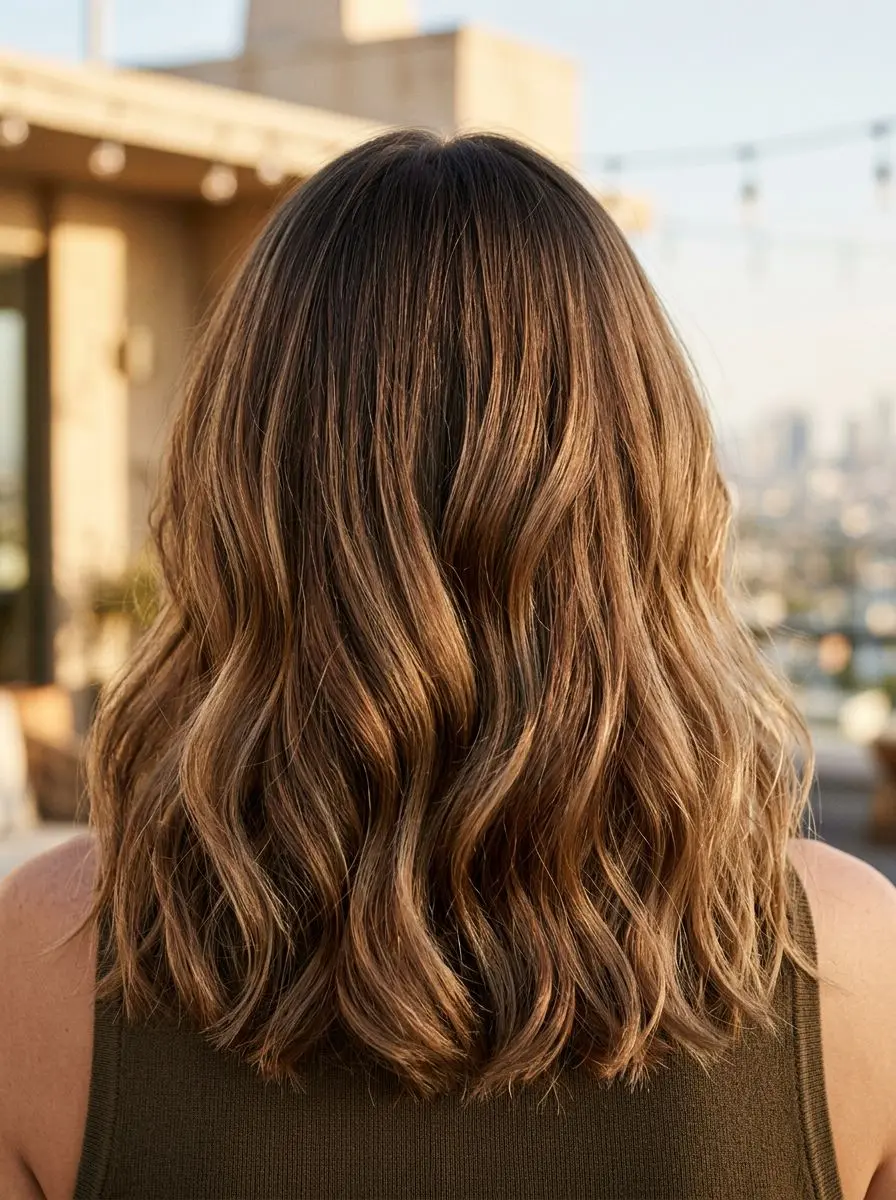 Brun balayage med beach waves