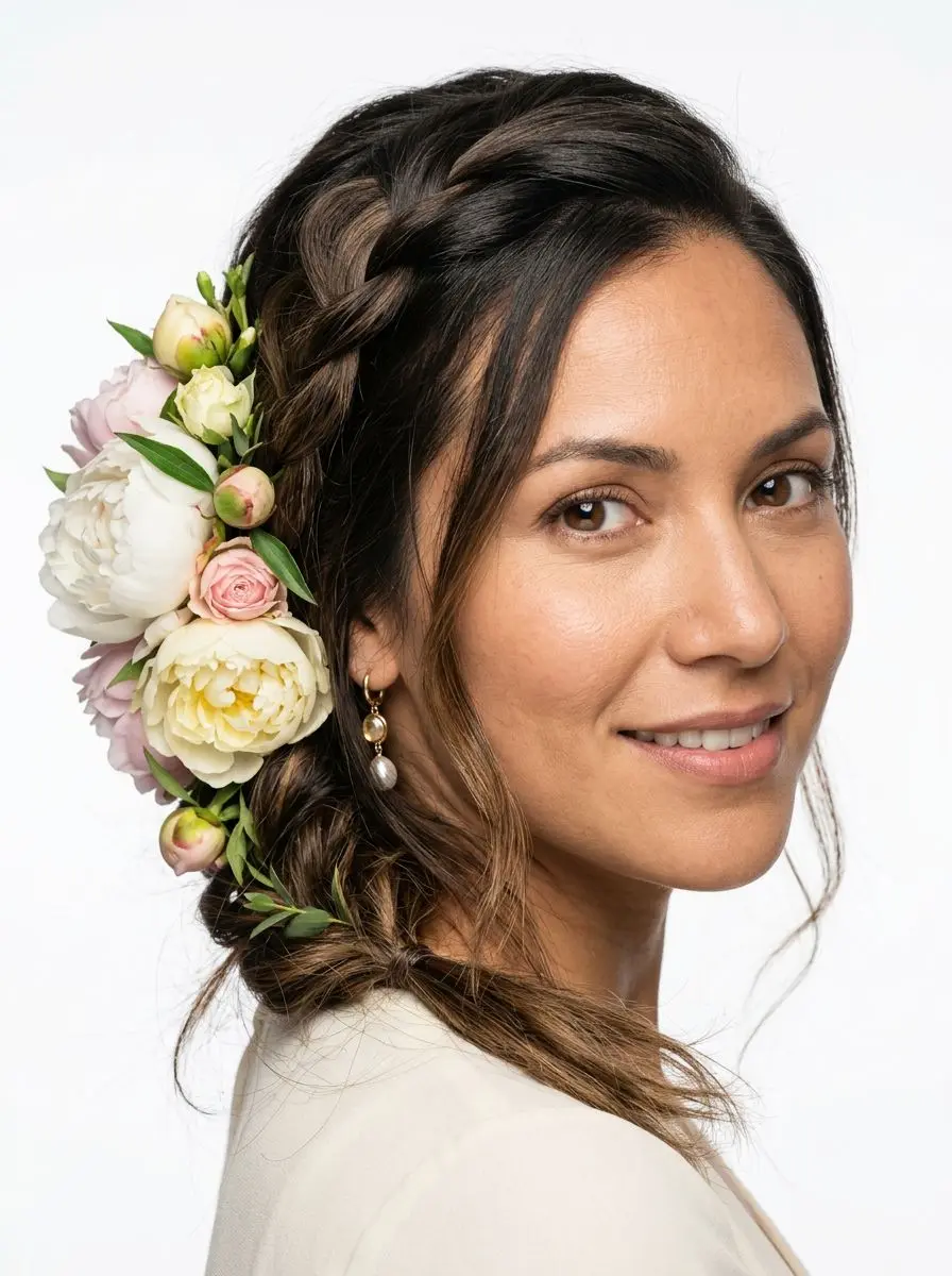 Flettet oppsett med blomster