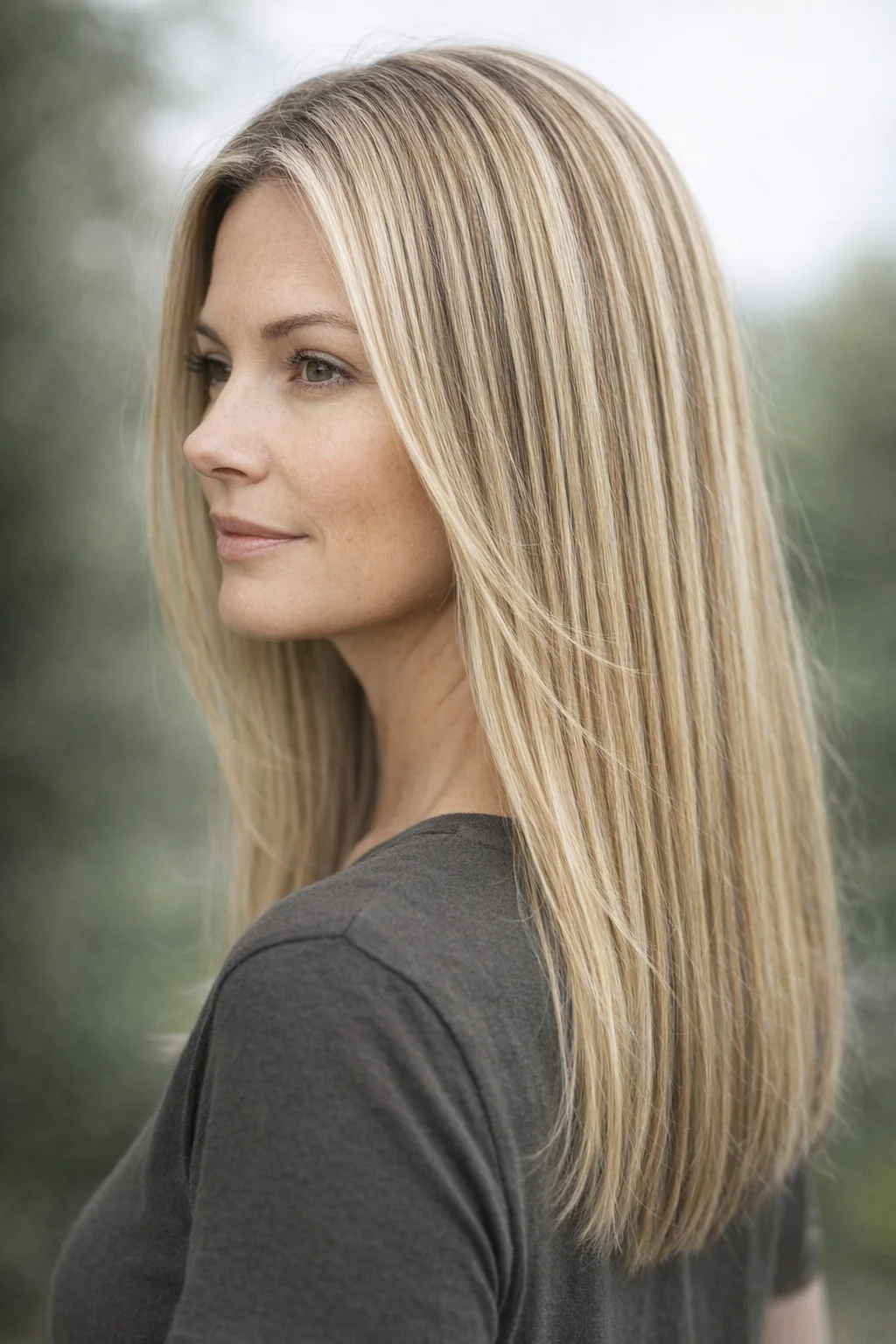 Foliestriper blond rett hår