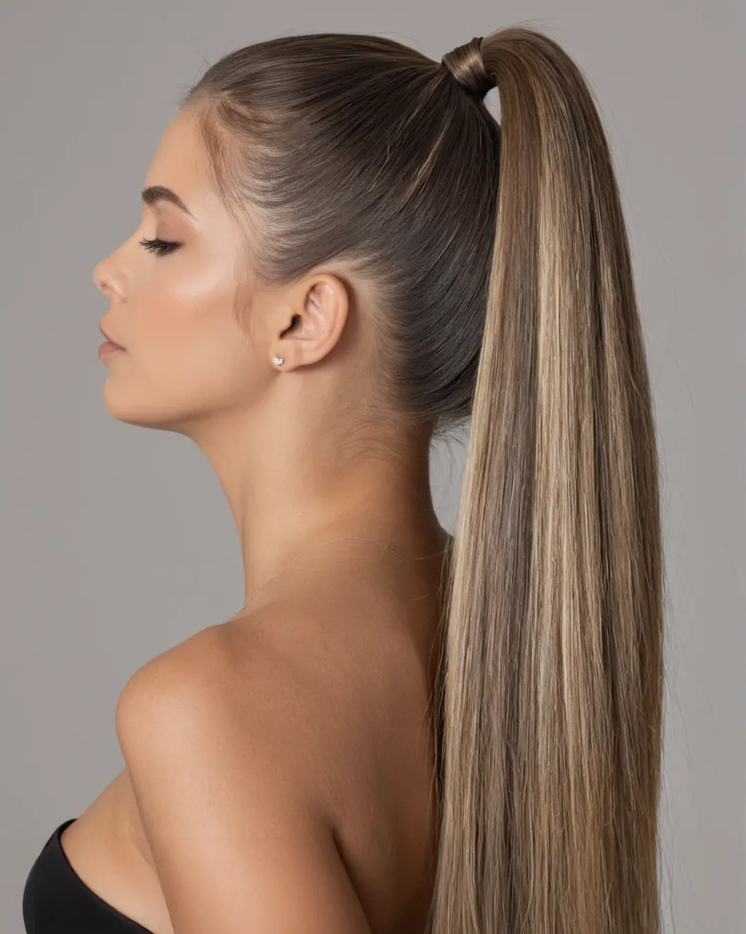 Høy sleek ponytail med balayage