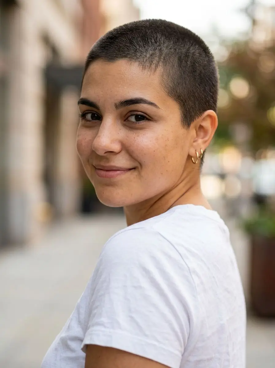 Kort buzz cut med jevn lengde