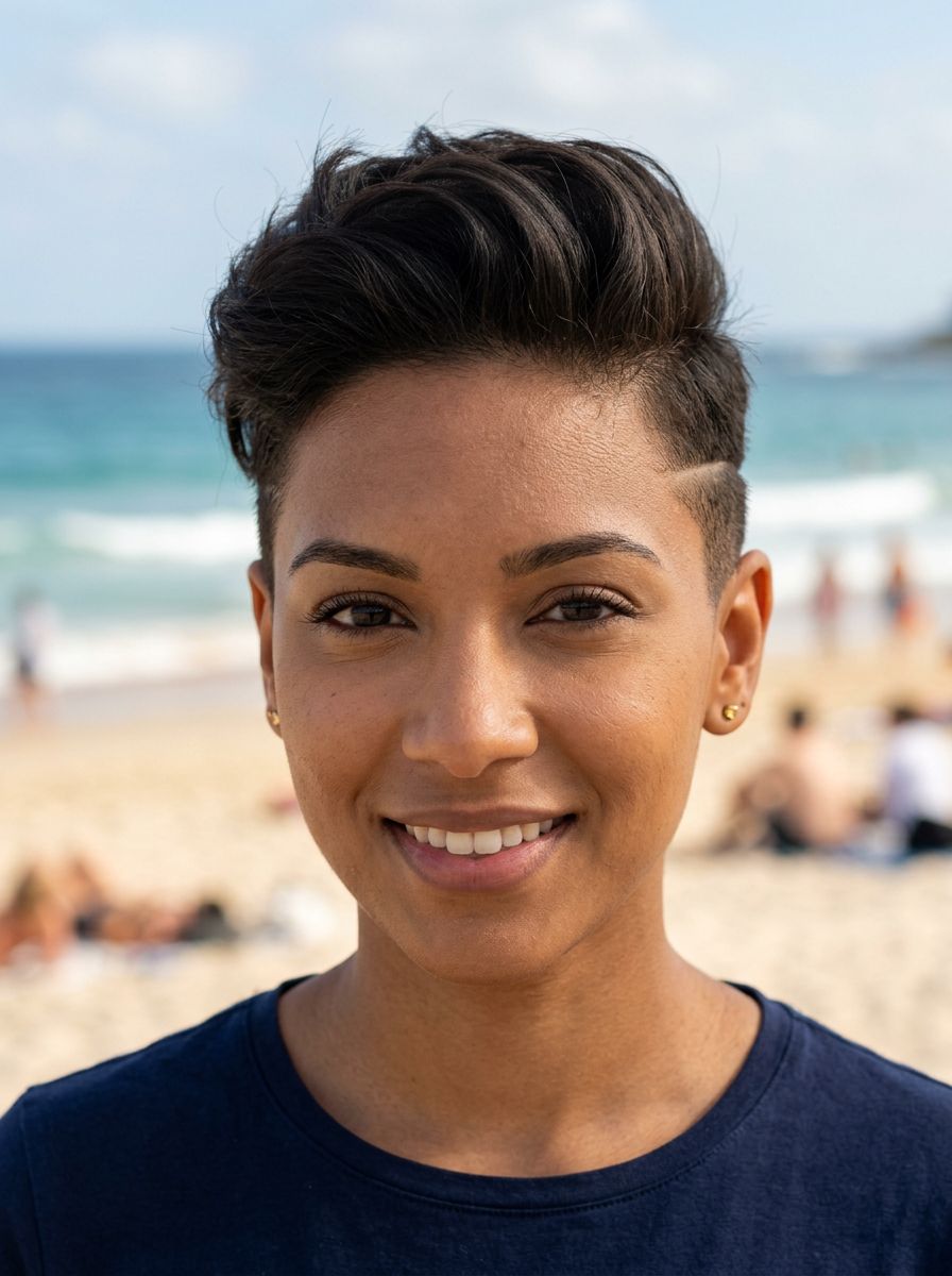 Kort undercut med pompadour-topp