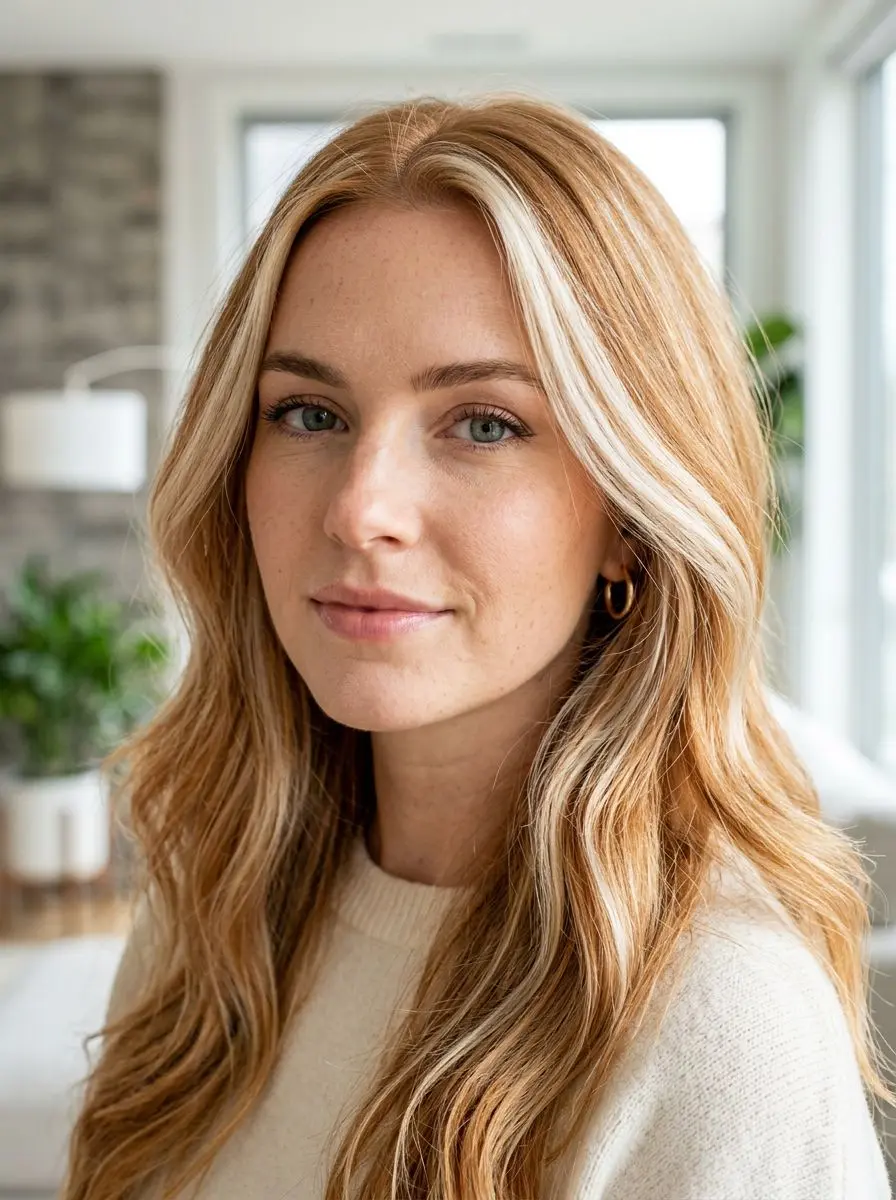 Lang blond balayage med bølger