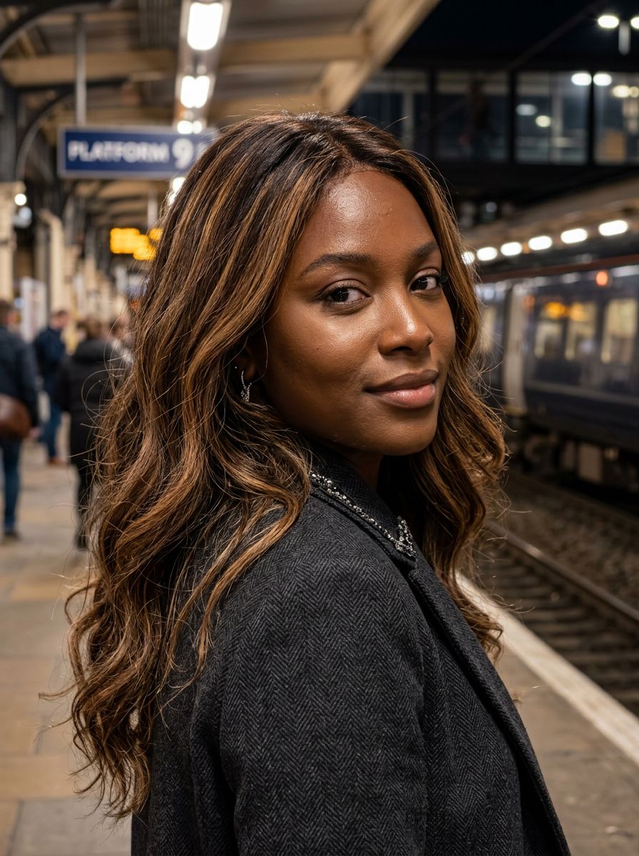 Langt hår med karamel balayage