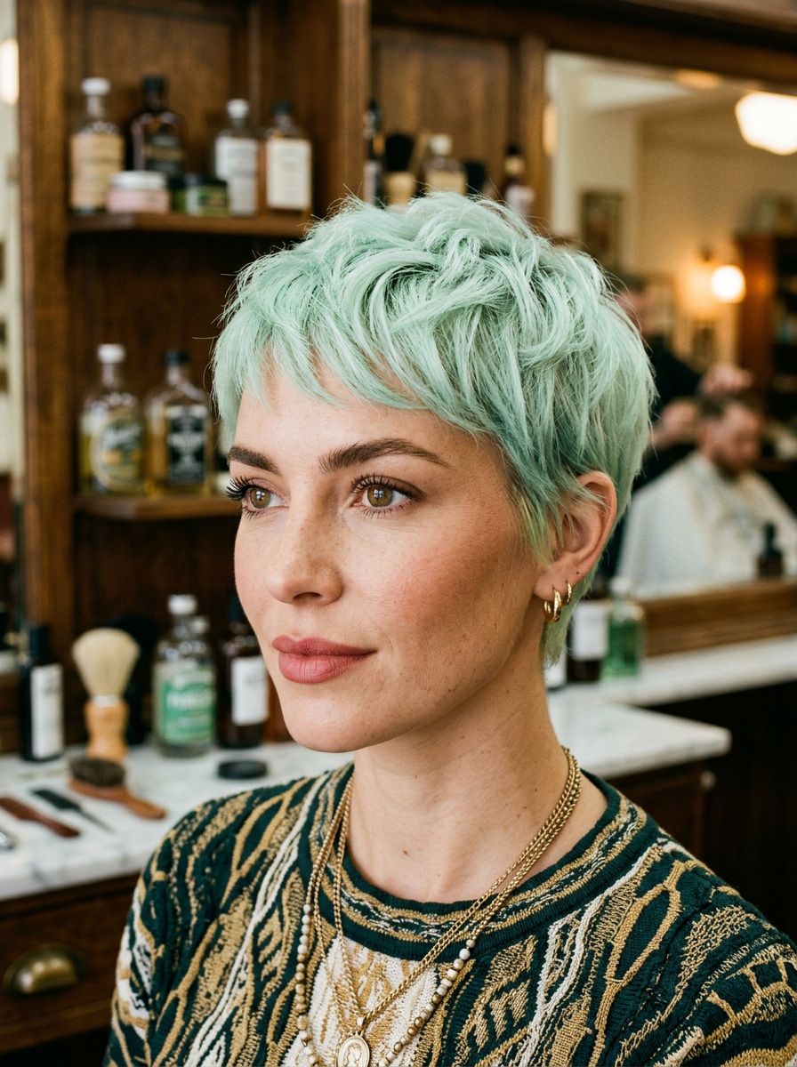 Mint grønn pixie med tekstur