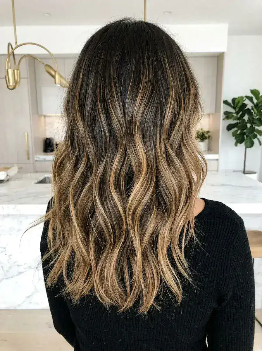 Beach waves og layers med langt bølgete hår i en myk og luftig finish