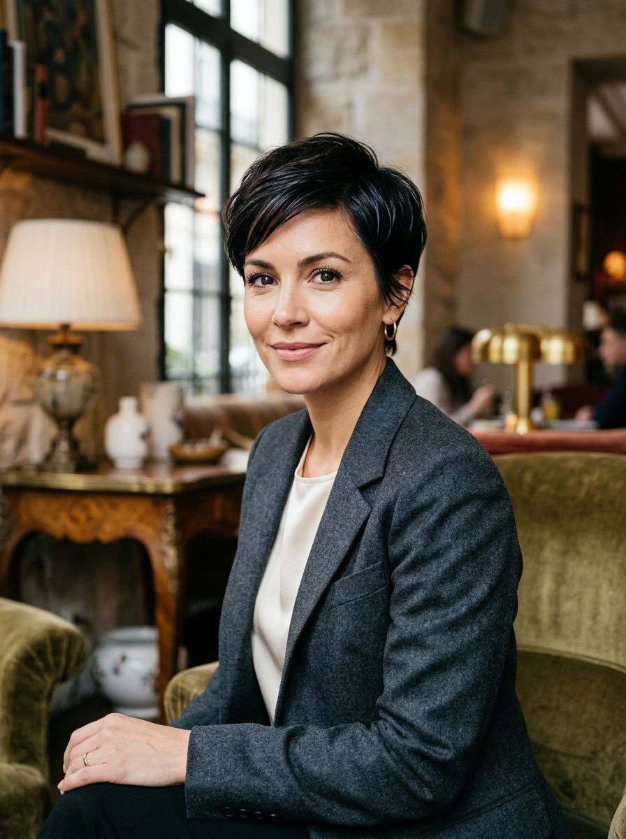 Mørk pixie med side-lugg