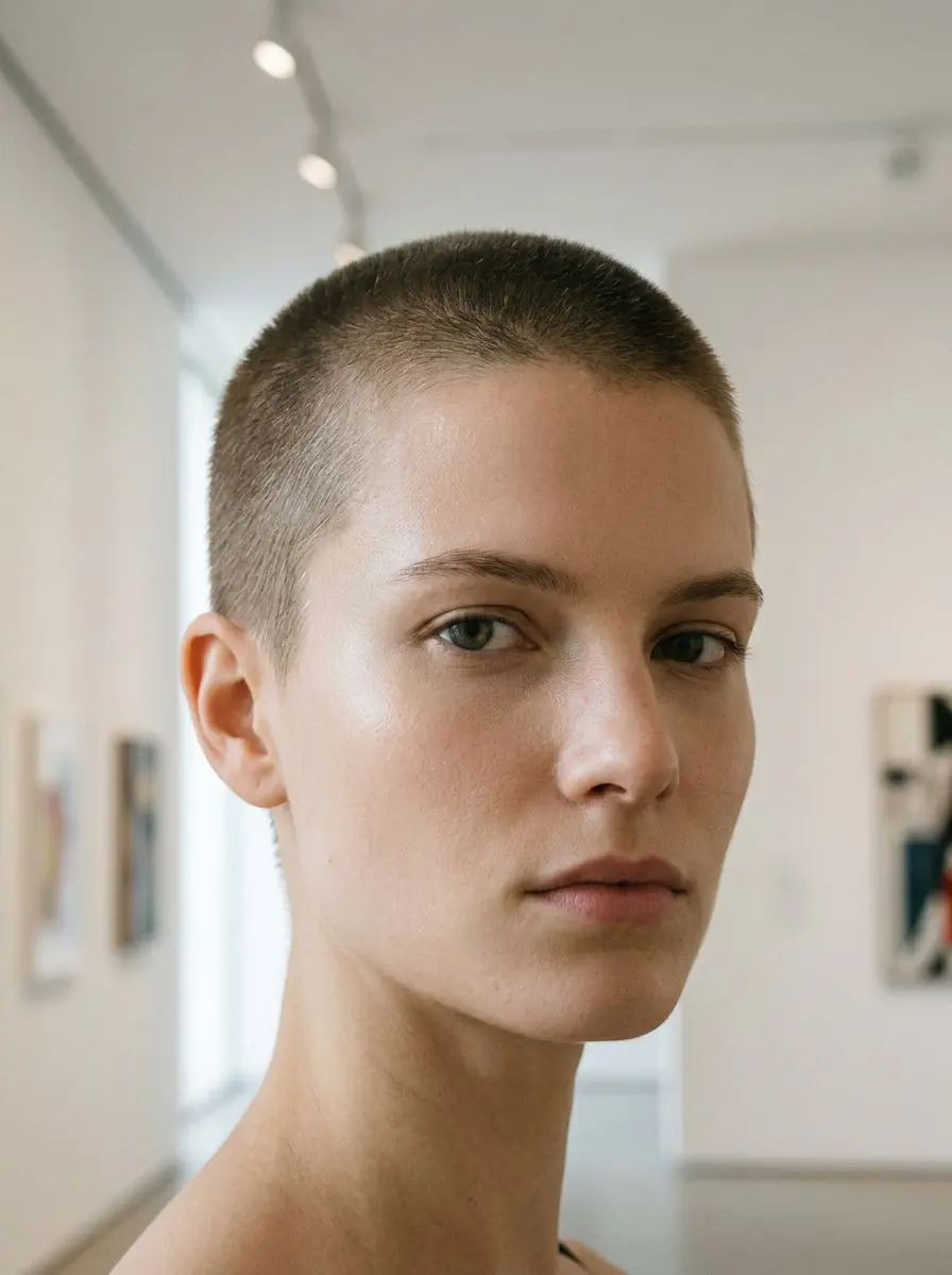 Myk feminin buzz cut