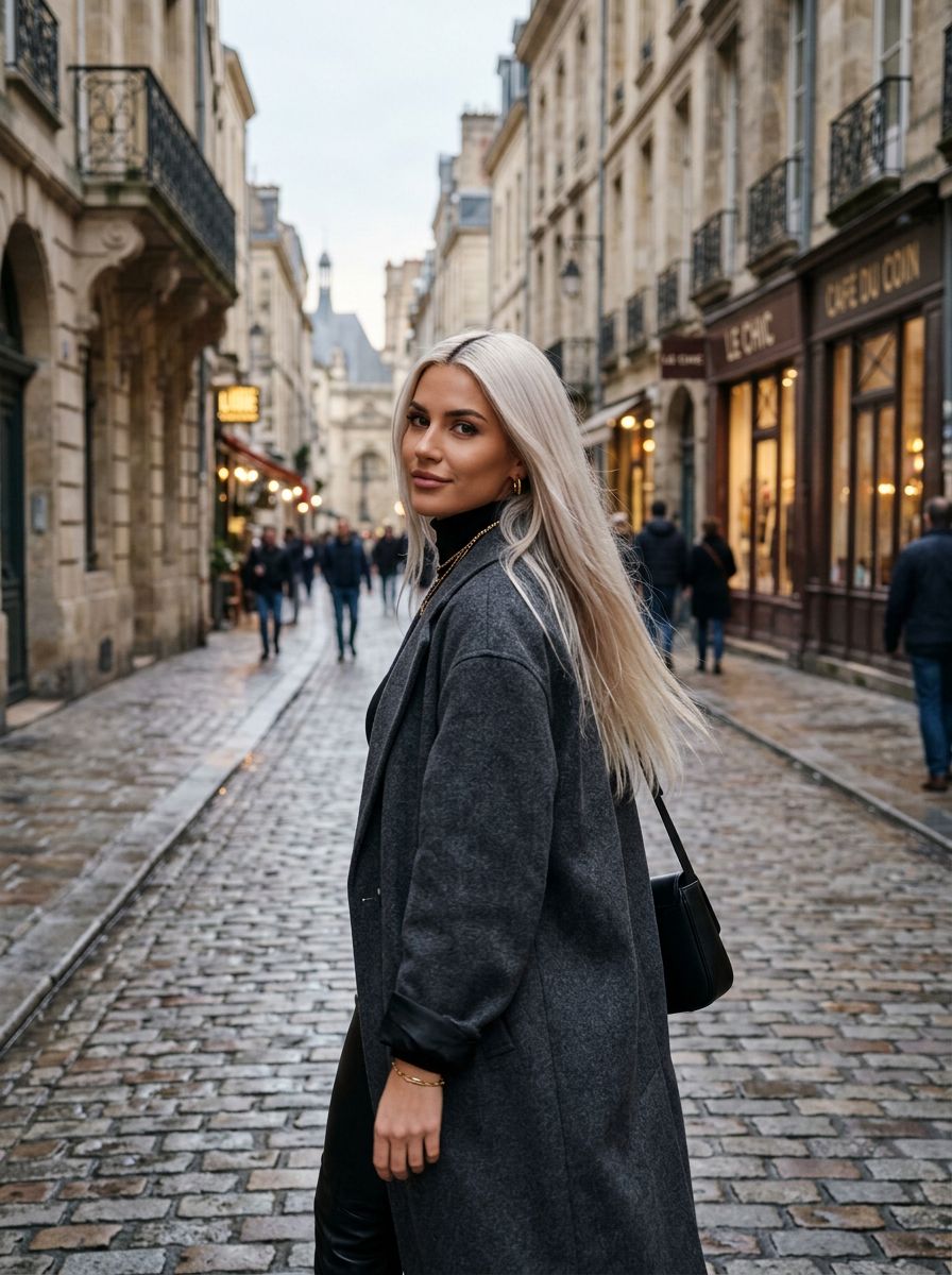Platinablond sleek langt hår